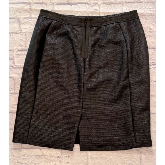 Ann Taylor black metallic twill pencil skirt fine Italian fabric size 14 - Picture 6 of 13